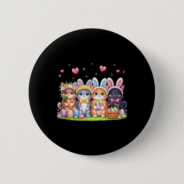 Funny Easter Cats Ears Bunny Eggs Spring for Women 2 Inch Round Button (Front)