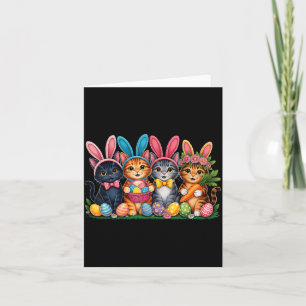 Funny Easter Cats Ears Bunny Eggs Spring for Women Card