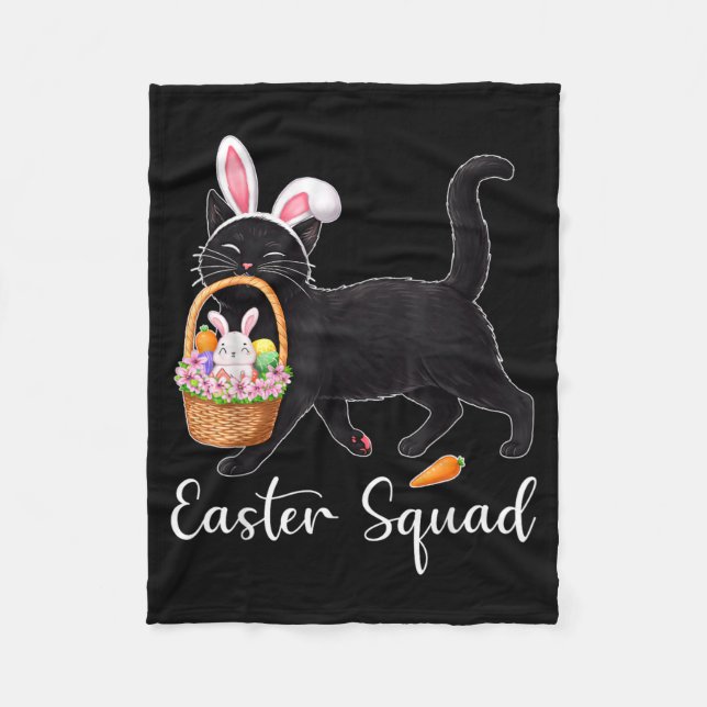Funny Easter Cats Ears Bunny Eggs Spring for Women Fleece Blanket (Front)