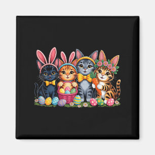 Funny Easter Cats Ears Bunny Eggs Spring for Women Magnet