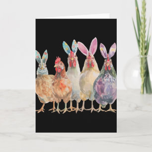 Funny Easter Chickens Bunny Ears Spring Farm _1  Card