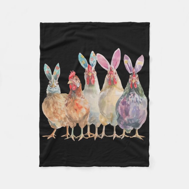 Funny Easter Chickens Bunny Ears Spring Farm _1  Fleece Blanket (Front)