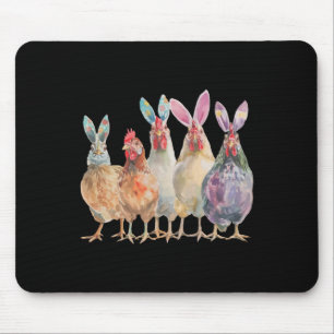 Funny Easter Chickens Bunny Ears Spring Farm Mouse Pad