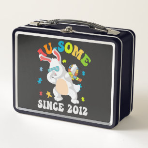 Funny Easter Dabbing Bunny Autism Awareness 12th Metal Lunch Box
