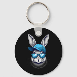 Funny Easter Day Bunny Face With Sungles Men Boys  Keychain