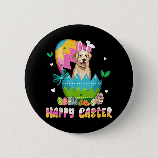 Funny Easter Day Labrador Retriever Dog Bunny Ears 2 Inch Round Button (Front)