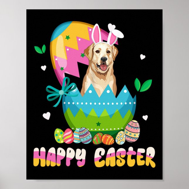 Funny Easter Day Labrador Retriever Dog Bunny Ears Poster (Front)