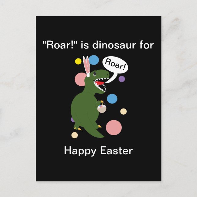 Funny Easter Dinosaur Personalize Postcard (Front)