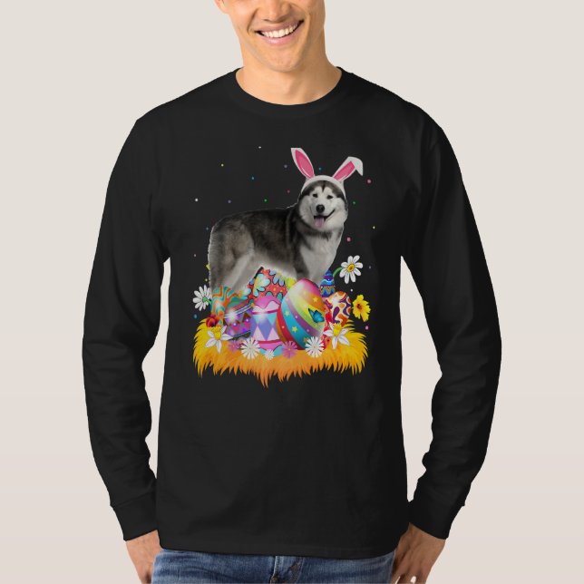 Funny Easter Egg  Alaskan Malamute Dog Easter Sund T-Shirt (Front)