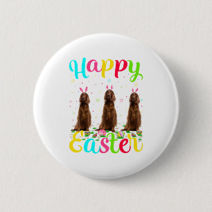 Funny Easter Egg Bunny Irish Setter Dog Happy East 2 Inch Round Button