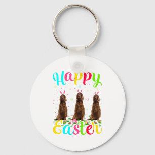 Funny Easter Egg Bunny Irish Setter Dog Happy East Keychain