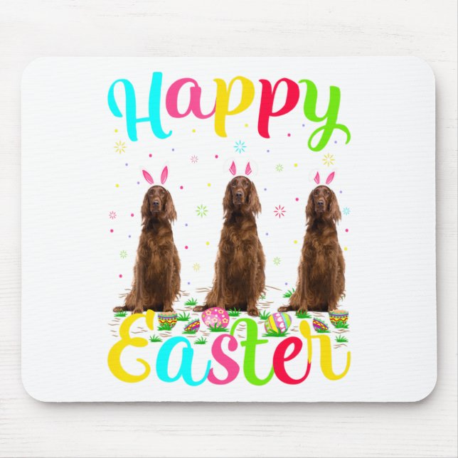 Funny Easter Egg Bunny Irish Setter Dog Happy East Mouse Pad (Front)