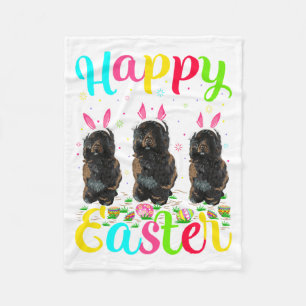 Funny Easter Egg Bunny Portuguese Water Dog Happy Fleece Blanket