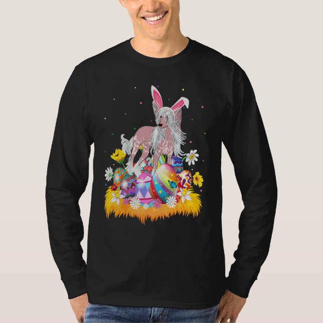 Funny Easter Egg  Chinese Crested Dog Easter Sunda T-Shirt (Front)