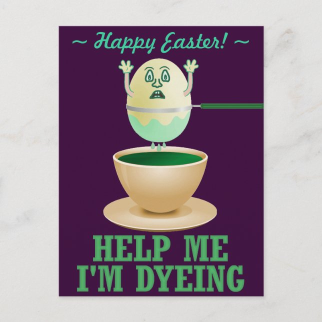 Funny Easter Egg Dyeing Holiday Postcard (Front)