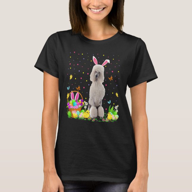 Funny Easter Egg Hunting Standard Poodle Dog Easte T-Shirt (Front)