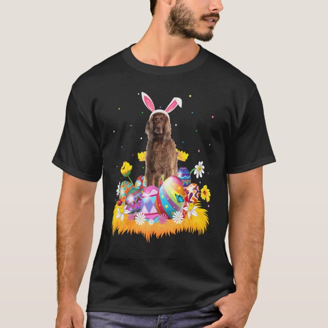 Funny Easter Egg  Irish Setter Dog Easter Sunday T-Shirt (Front)