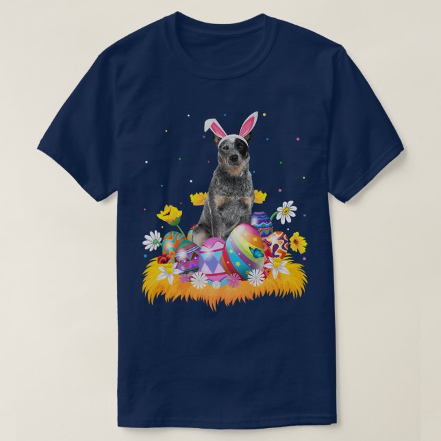 Funny Easter Egg Lover Blue Heeler Dog Easter Sund T-Shirt (Design Front)