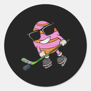 Funny Easter Egg Playing Ice Hockey Sport Lover Bo Classic Round Sticker