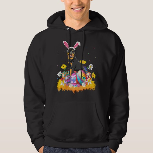 Funny Easter Egg   Rottweiler Dog Easter Sunday Hoodie (Front)