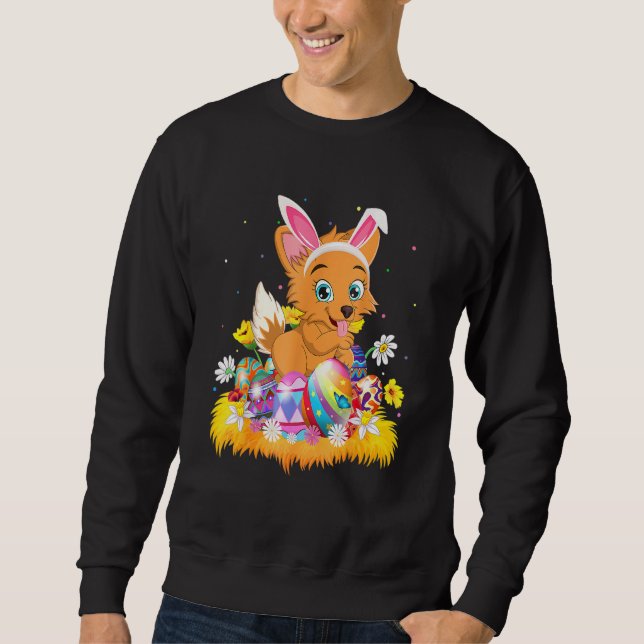Funny Easter Egg  Welsh Corgi Dog Easter Sunday Sweatshirt (Front)