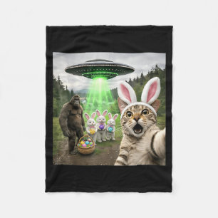 Funny Easter Eggs Alien UFO Cat Selfie Bunny Squad Fleece Blanket
