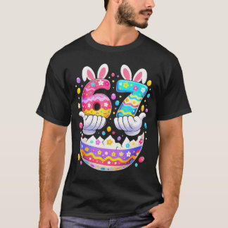 Funny Easter Eggs Six Seven 67 Bunny 67 Meme Boys  T-Shirt