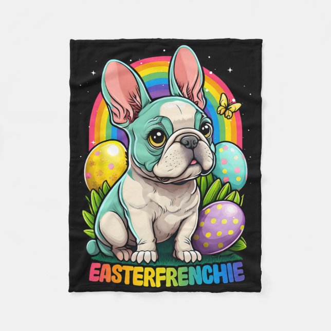 Funny Easter French Bulldog Easterfrenchie Cute Fr Fleece Blanket (Front)