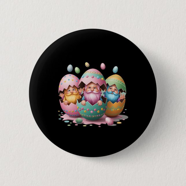 Funny Easter Gnome Egg Easter Gnomes Hatching From 2 Inch Round Button (Front)