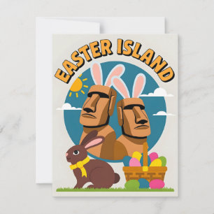 Funny Easter Island Bunny Easter Design Holiday Card