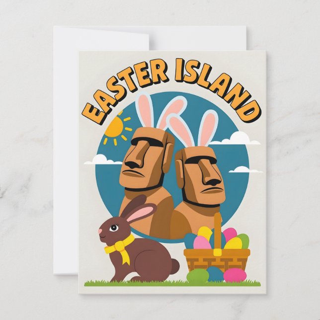 Funny Easter Island Bunny Easter Design Holiday Card (Front)