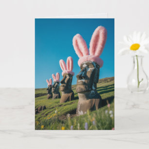 Funny Easter Island Easter Card Moai Humor Greet