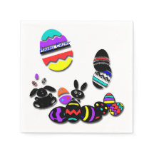 Funny Easter Paper Napkins Digital Embossed effect