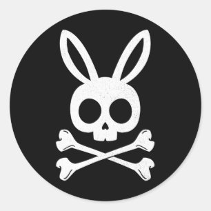 Funny Easter Pirate Jolly Roger Bunny Skull Rabbit Classic Round Sticker