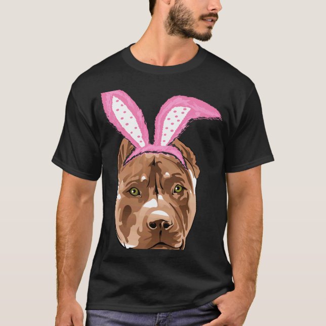Funny Easter Pitbull Pitbull Bunny Ears Shirt (Front)