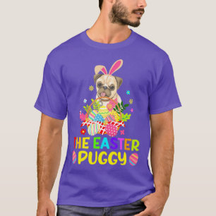 Funny Easter Pug Bunny Ear Eggs Basket Dogs Kids M T-Shirt