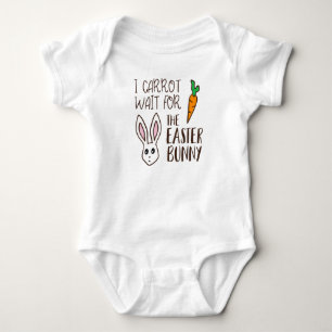 Funny Easter Quote Carrot Wait Bunny Saying Humour Baby Bodysuit