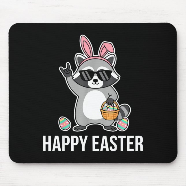 Funny easter raccoon costume toddler egg hunt mouse pad (Front)