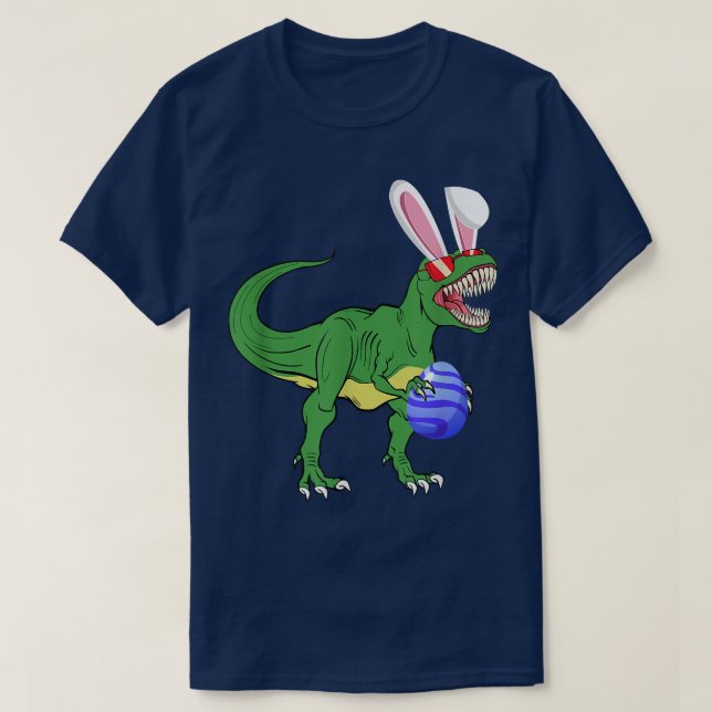Funny Easter Rawr T Re Dinosaur Easter Bunny Rabbi T-Shirt (Design Front)