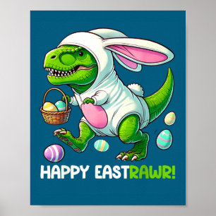 Funny Easter Rex Bunny Ears Dinosaur Poster