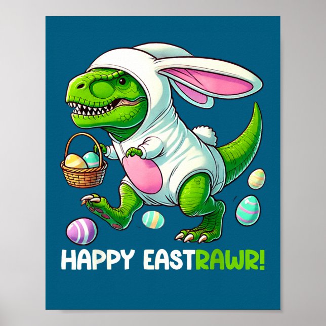 Funny Easter Rex Bunny Ears Dinosaur Poster (Front)