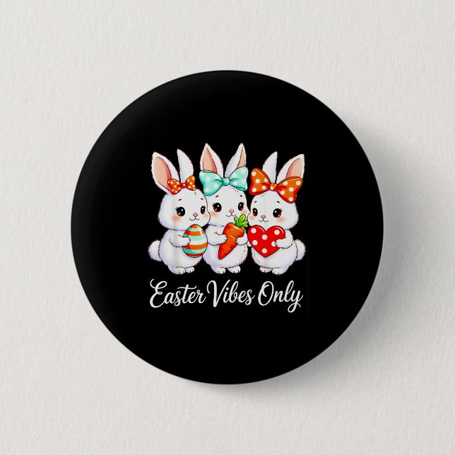 Funny easter squad bunnies family matching retro  2 inch round button (Front)