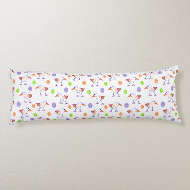 Funny Easter turkey seamless pattern Body Pillow (Back)