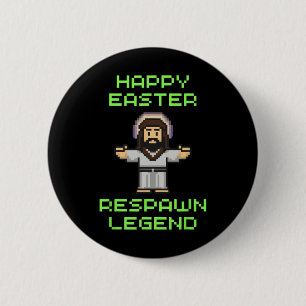 Funny Easter Video Game Jesus - Respawn Legend - V 2 Inch Round Button