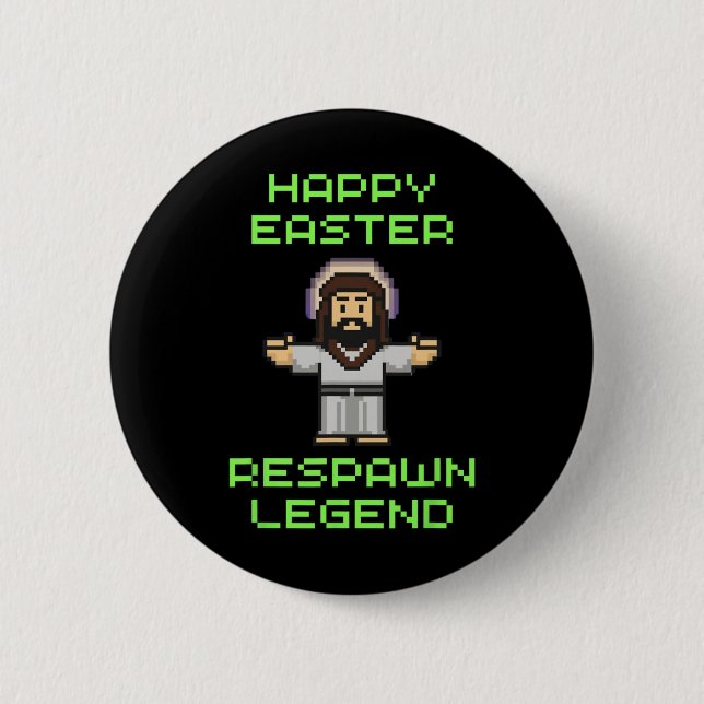 Funny Easter Video Game Jesus - Respawn Legend - V 2 Inch Round Button (Front)