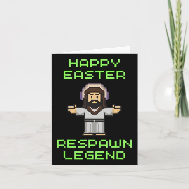 Funny Easter Video Game Jesus - Respawn Legend - V Card (Front)