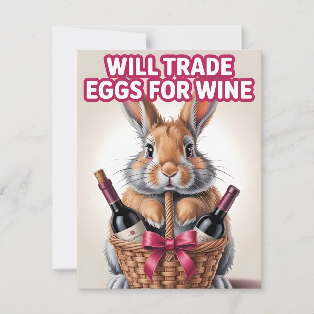Funny Easter Wine Bunny Design Holiday Card (Front)