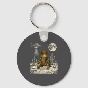 Funny Eastern Box Turtle Cowboy Western Ufo Keychain
