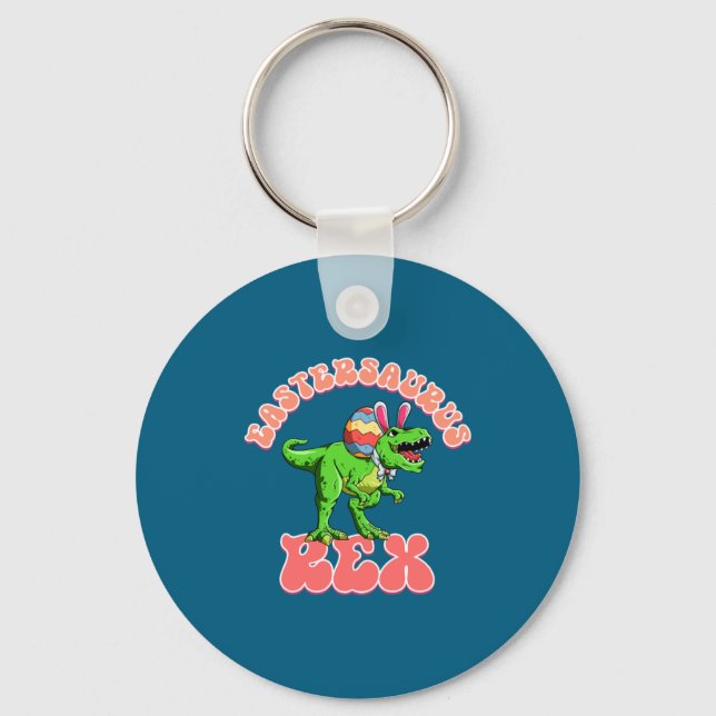 Funny Eastersaurus Rex Easter Rex Dinosaur Keychain (Front)