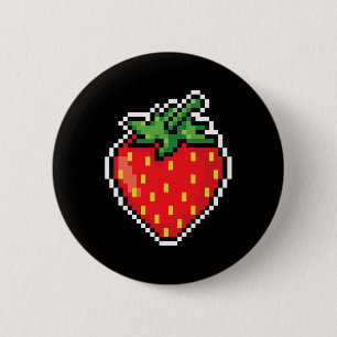 Funny Easy Halloween Costume Pixel Strawberry 80s  2 Inch Round Button